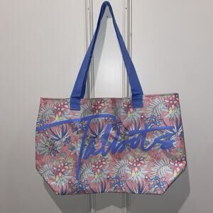 Talbots Pink Tropical Print Logo Tote Bag Pink Periwinkle Beach Pool Shopping